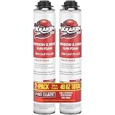 Kraken Bond Window &amp; Door Expanding Foam Sealant - (2x24oz) Professional Gap Filling Gun Use Polyurethane Spray Foam, Low Expansion Waterproof Gap Filler, Gun&amp;Cleaner NOT Included - 2 Pack