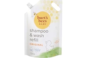 BURT'S BEES Burts Bees Baby Shampoo and Baby Wash Refill, Original, Plant-Based Formula, Tear-Free, Pediatrician-Tested, Natural Origin, Gently Cleans Sensitive Skin and Hair, 33.8 Fl Oz