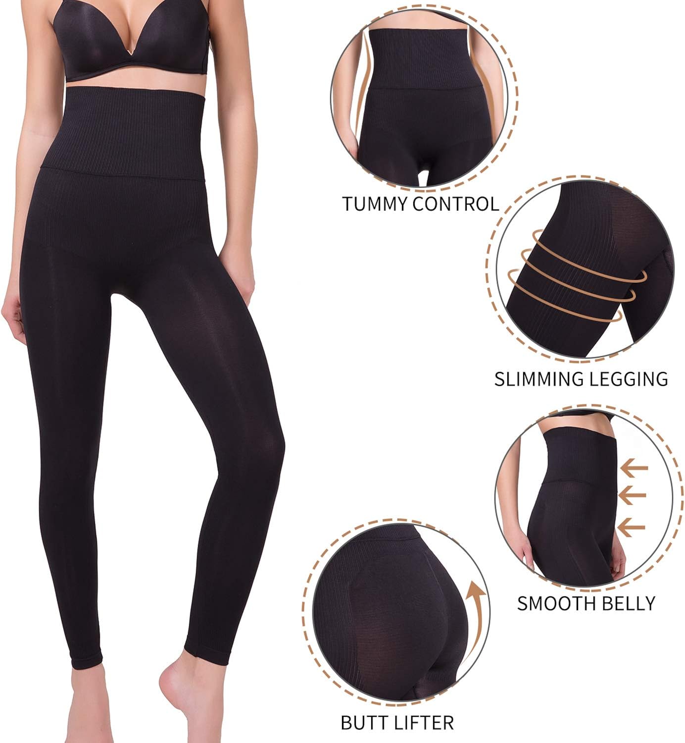 Womens Ultra Soft High Waisted Premium Shaping Leggings Compression