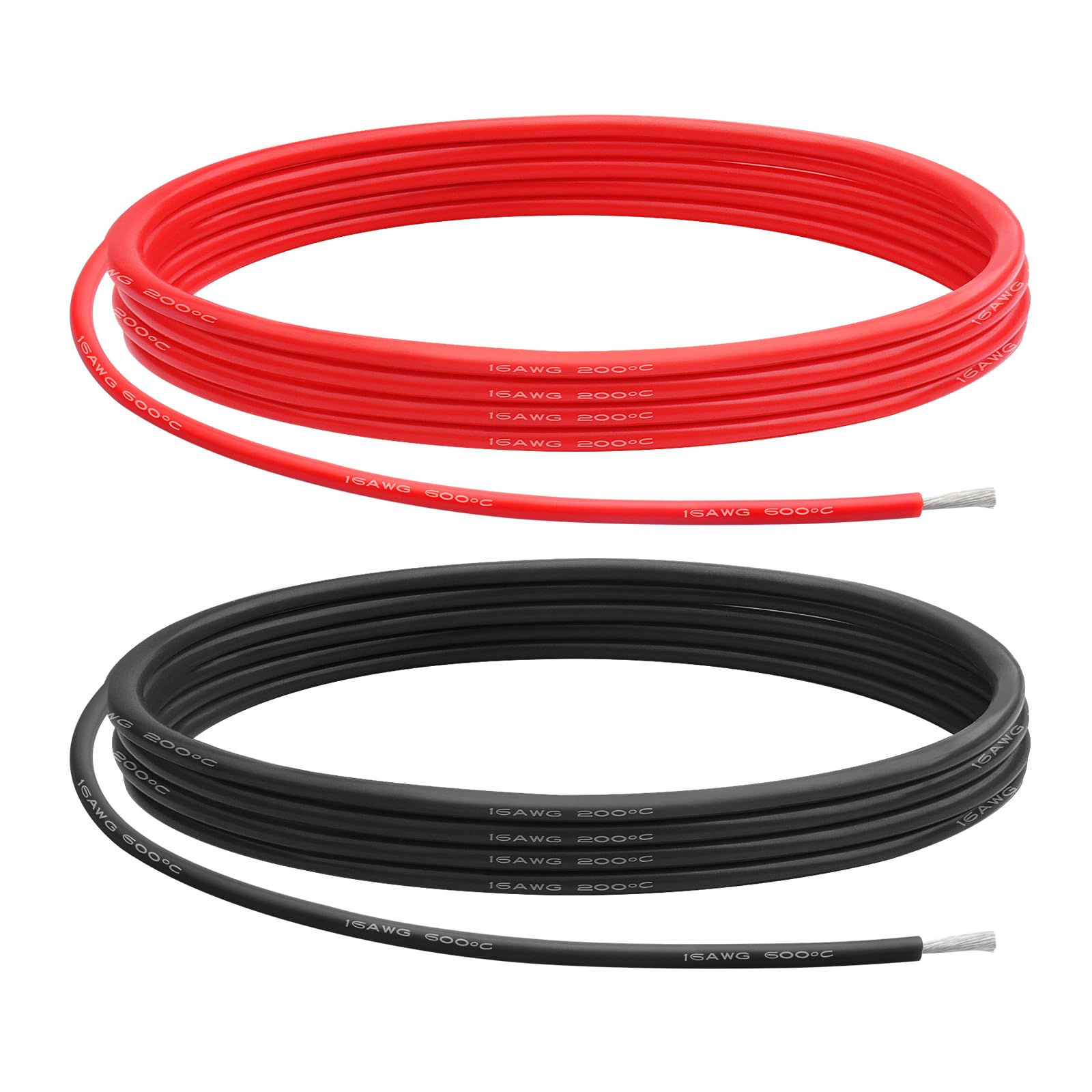 16 Gauge Silicone Wire, 16 AWG Electrical Cable 5M（2.5m Red & 2.5m Black）Soft & Flexible 252 Strands of 0.08 mm Tinned Copper High Temperature Resistant Wire for Arduino Projects/RC Cars/Boat/Drones