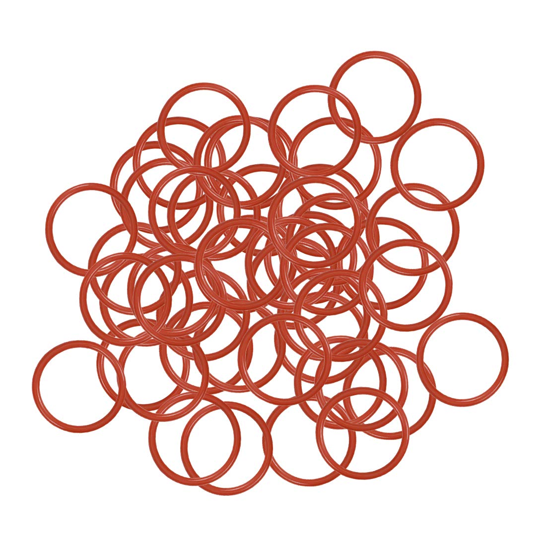 sourcing map Silicone O-Ring, 17mm OD, 14mm ID, 1.5mm Width, VMQ Seal Rings Gasket, Red, Pack of 50