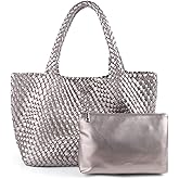 Handmade Woven Bag Satchel Handbag For Women Vegan Leather Tote Bag With Purses Travel Shoulder Bag Underarm Bag
