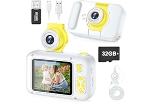 ARNSSIEN Kids Camera, Toddler Kid Digital Camera with 180°Flip Lens & 2.4in IPS Screen, Birthday Festival Gifts Present Toy for 4 5 6 7 8 9 10 11 Year Old Girls/Boys, 32 GB Card Included, X101