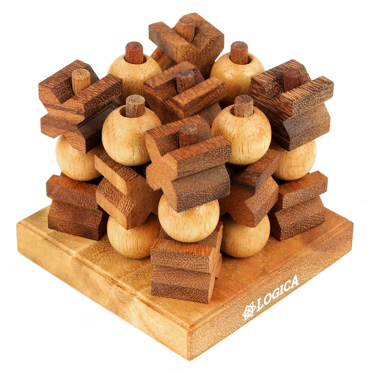 Logica Puzzles Art. Tic-Tac-Toe 3D - Board Game in Fine Wood - New 3D Strategies