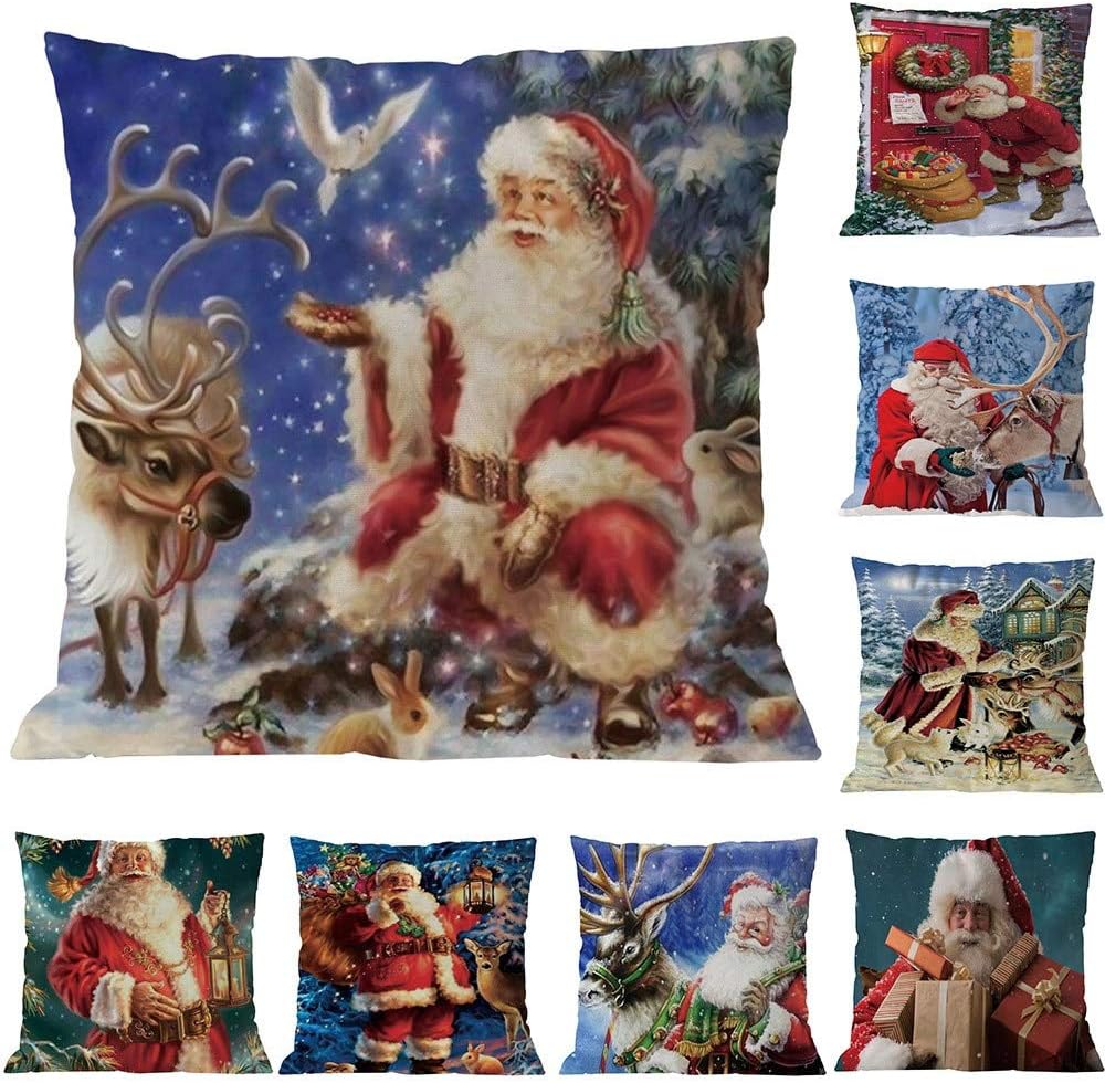 Navidad Navidad Muñeco De Nieve Elk Funda De Almohada Sofá Cojín Ropa