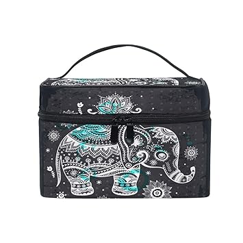 Amazon Com Blueangle Elephant Makeup Bag Portable Travel Cosmetic Bag Organizer Multifunction Case With Double Zipper Toiletry Bag For Woman 9 X6 2 X6 5 Beauty
