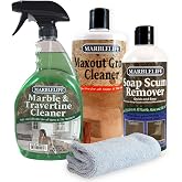 Marblelife Bathroom Combo Kit, With Marble &amp; Travertine Cleaner, MaxOut Deep Grout Cleaner for Tile Floors, Soap Scum Remover For Shower &amp; Other Surfaces, Includes A Cleaning Cloth