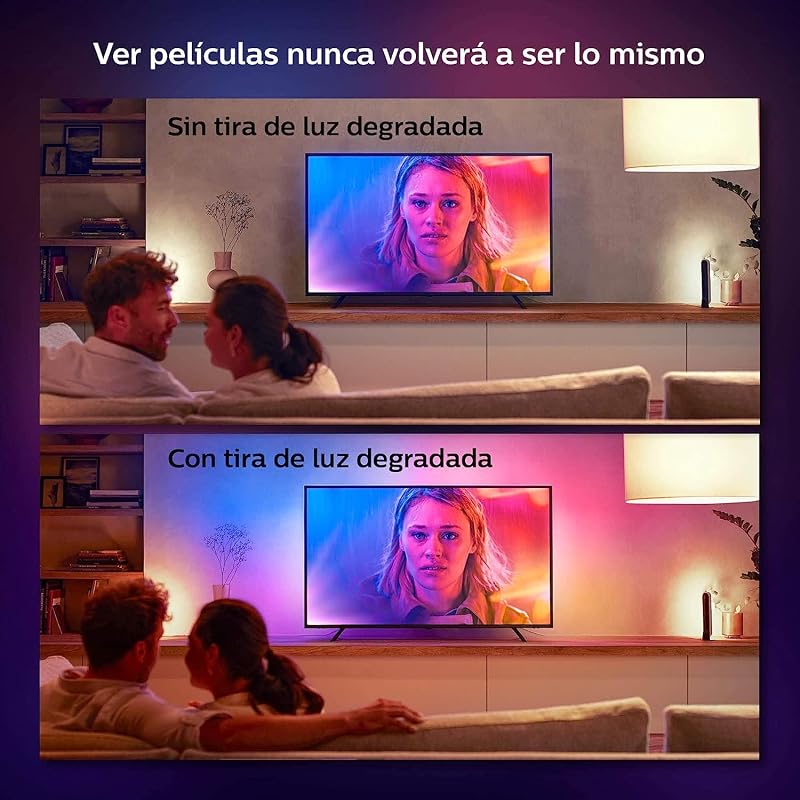 Play Gradient - Fita LED inteligente, luz branca e luzes coloridas, fita inteligente de 55 polegadas, sincronização com o conteúdo do ecrã, compatível com Alexa e Google Home