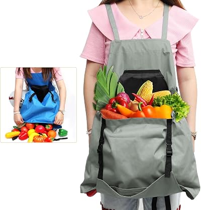 PATIKIL Gardening Apron with Pockets, Adjustable Cross Back Straps, Grey