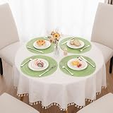 SHACOS Round Placemats Set of 6 Green Braided Woven Heat Resistant 38 cm view 8