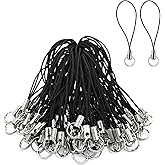 Medsuo 100pcs Replacement Straps with Split Ring, Cell Phone Charm Straps, Phone Charm Lanyard Split Ring Strap Lariat for Hanging DIY Phone Charms, USB Flash Drive Keychain (Black)