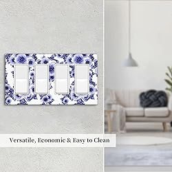 Abstract Blue White Flower Quad Rocker Light Switch