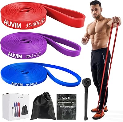 AUVIM Widerstandsbänder Set Fitnessbänder 3 Verschiedene Stufen von Widerstandsbändern für Krafttraining,Stretching,Calisthenics, Cross-Fitness,Pilates,Yoga