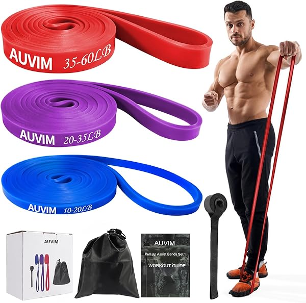 AUVIM Widerstandsbänder Set Fitnessbänder 3 Verschiedene Stufen von Widerstandsbändern für Krafttraining,Stretching,Calisthenics, Cross-Fitness,Pilates,Yoga