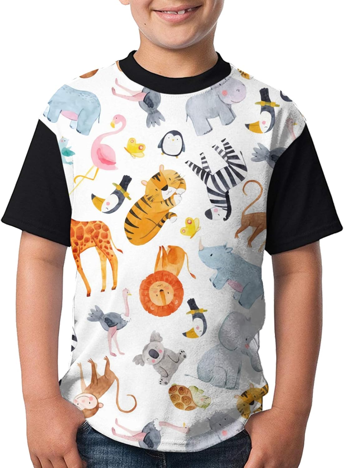 Amazon.com: Seamless Animal Watercolor Vector T-Shirts Funny Kids T 3D
