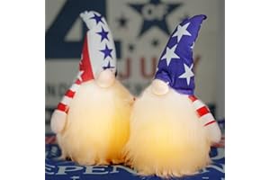 STRYAO 4th of July Patriotic Lighted Gnome Decorations, 2 PCS Handmade USA Styles Plush Gnomes, Gnomes Gift for Independence Day Memorial Day Presidents Day Veterans Day Armed Forces Day