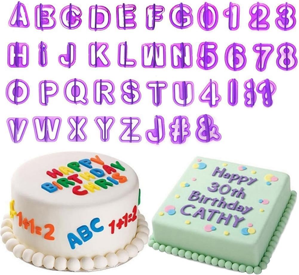 Rxnon 40-Piece Alphabet & Numbers Cookie Stamp Set