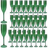LEYIQU Champagne Flutes, Plastic Champagne Glasses for Wedding, Disposable Wine Glasses for Valentine’s Day Party Mimosa Bar Anniversary Event Drinks (48, Green)