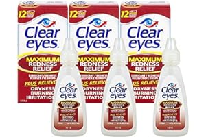 Clear Eyes Maximum Redness Relief Eye Drops | Relieves Drying, Burning & Irritations, 0.5 Fl Oz (Pack of 3)