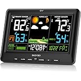 Weather Station Wireless Indoor Outdoor Thermometer: BOZYBO Digital Atomic Clock with Indoor/Outdoor Temp, Temperature Gauge Weather Clock with Calendar and Adjustable Backlight