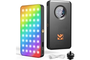 K&F CONCEPT RGB Video Light, 12W 5000mAh Battery Powered Camera Light with 95+ CRI, 360° Color & 13 Effects, Compact LED Phot