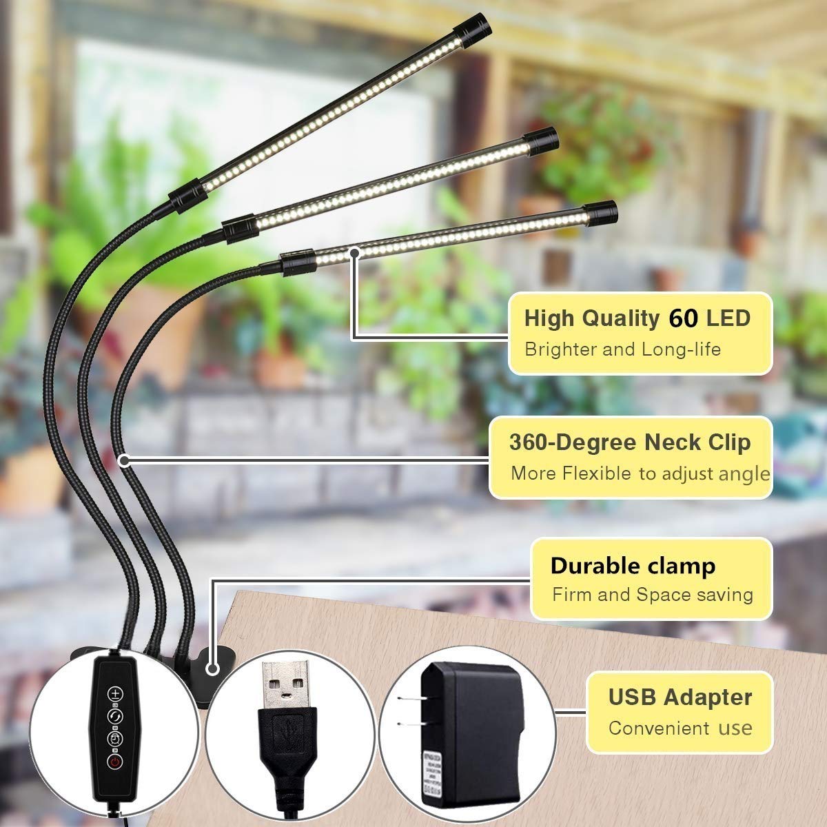 LED Grow Light for Indoor Plant,Elaine 30W LED Auto ON/Off Timer Full