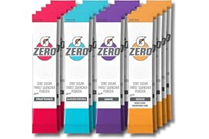 GENERIC Gatorade G Zero Sugar Thirst Quencher Powder, (Pack Of 40) 10 Flavors Of Each (Fruit Punch, Orange, Grape & Glacier Freeze)