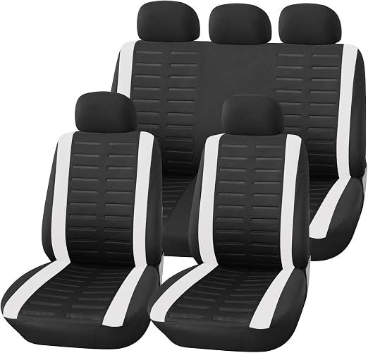 Upgrade4cars Car Seat Covers Full Set in Black and White Universal