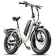 BIGUODIR Folding Electric Bike Adults, UP to 80 Miles & 48V 20Ah/15Ah Long Range Ebike, 20’’/16'' Fat Tire Step Thru Ebike Peak 800W, 2 Seats Commuter Beach Urban Electric Bicycle for Women Men