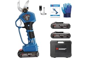 KOMOK Electric Pruning Shears, Cutting Diameter 40 mm, Professional Power Garden Pruning Shears, 2 Ah Rechargeable Lithium Battery, 6 to 8 Hours Working Time