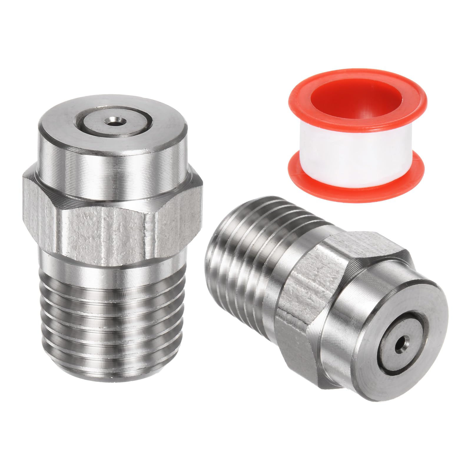 M METERXITY 2 Pack Surface Clean Tips - 0 Degree 1/4" NPT Male #00050 Pressure Washer Nozzles Cleaner Nozzle Replacement, Stainless Steel with Sealing Tape for Water Guns (1.382mm Orifice)
