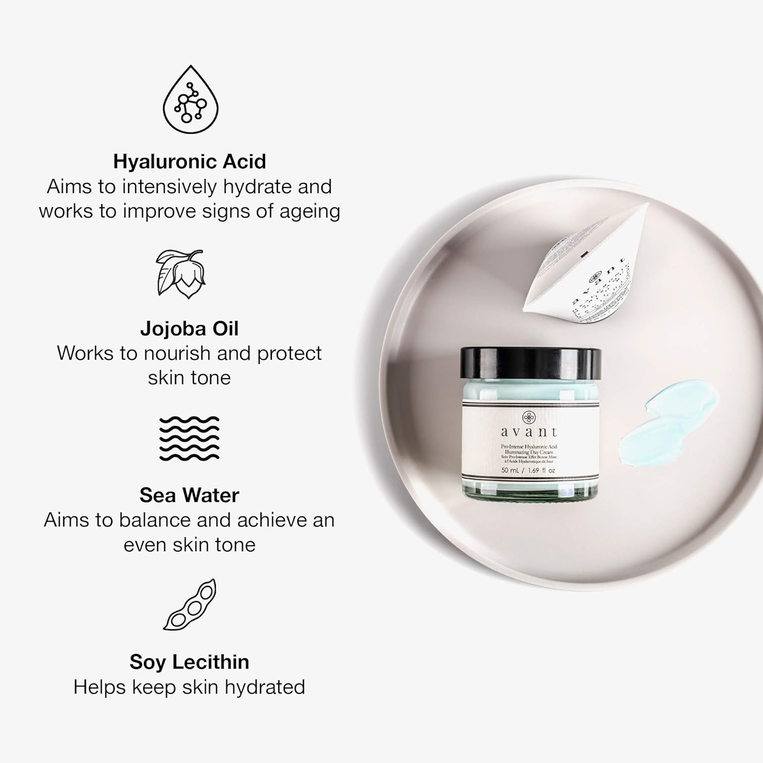 avant hyaluronic vitamin c lecithin maris aqua jojoba oil