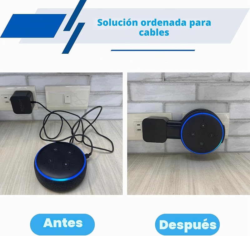 Suporte de parede 2X para Dᴏt 3, suporte para coluna de tomada Smart Home para suporte de coluna de 3.ª geração Dᴏt, gestão integrada de cabos, compatível com Google Nest (preto) — foto 6 de 8