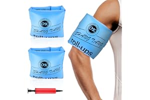 THINP 2 Pack Arm Floaties for Adults and Kids, Water Wings Inflatable Arm Swimming Floats Swim Rollup Arm Bands with Inflator Safety Arm Floaties for Swimming Pool Water Sports Party