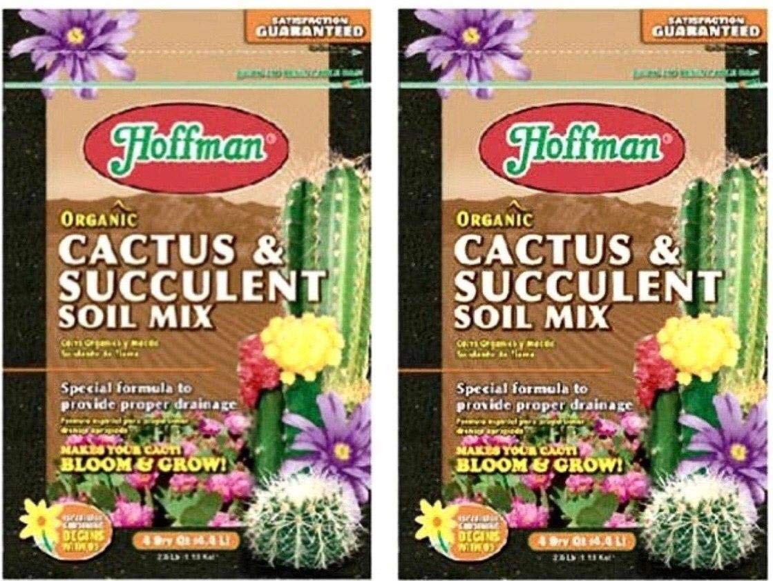 Hoffman 10404 Organic Cactus and Succulent Soil Mix, 4 Quarts, Brown/A (8 Quarts)