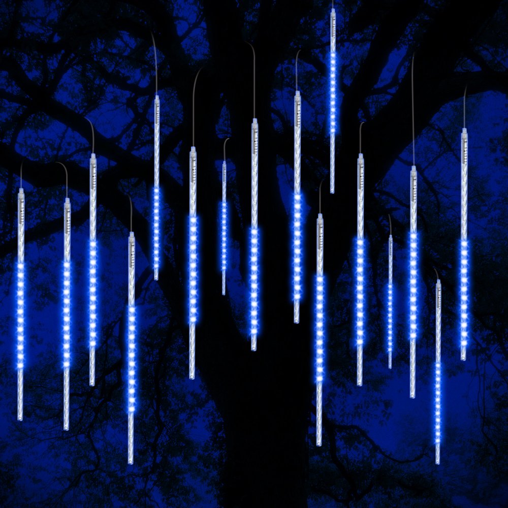 Vikdio Christmas Lights Outdoor, Meteor Shower Lights 50cm 10 Spiral Tubes 540 LEDs 3.15m Lit Length, Waterproof Snowfall Icicle Lights for Outdoor Xmas Decoration Party Tree Window (Blue)