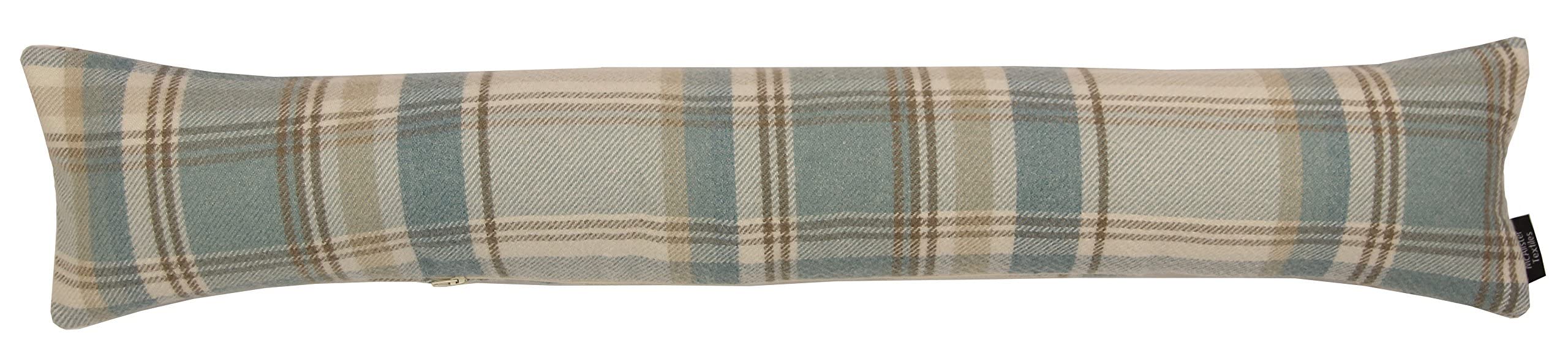 McAlister Textiles Unfilled Duck Egg Blue Heritage Tartan Fabric Draught Excluder Cover 18cm x 90cm Large Draft Stopper For Doors & Windows Machine Washable