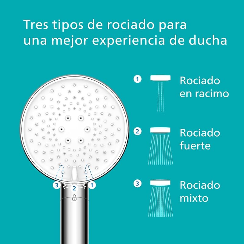 Cabeça de chuveiro philips com filtro, remove efetivamente cloro e outras partículas grandes, três modos de pulverização, design de aumento de pressão, capacidade de filtro de 1 mês