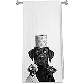 OFJE Funny Black Labrador Bathroom Hand Towels, Gifts for Labrador Dog Lovers, Dog Bathroom Decor, Black Lab Gifts Decorative Hand Towels for Bath Room Washroom Spa, 16x24 Inches