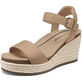ELEVSTEP Women's Orthopedic Wedge Sandals: Arch Support Genuine Leather Platform Espadrilles - Comfortable Open Toe Casual Summer Sandals