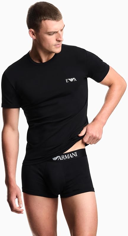 Man's Bold Monogram Lot de 2 t-Shirts à col Rond, Noir, Taille M, ajusté, Noir/Noir, M, Noir/Noir, M