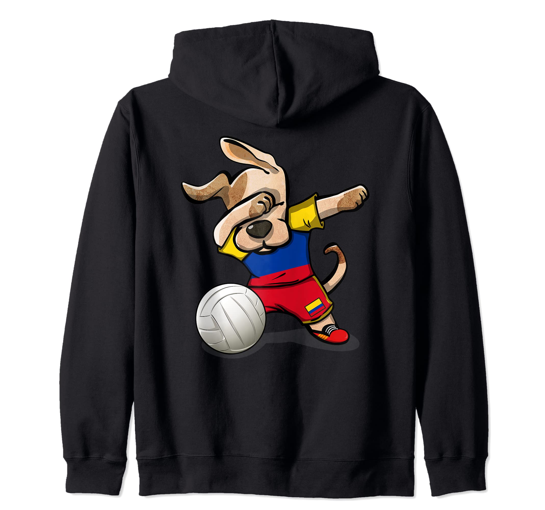 Dabbing Dog Proud Colombia Volleyball Lovers Colombian Flag Zip Hoodie