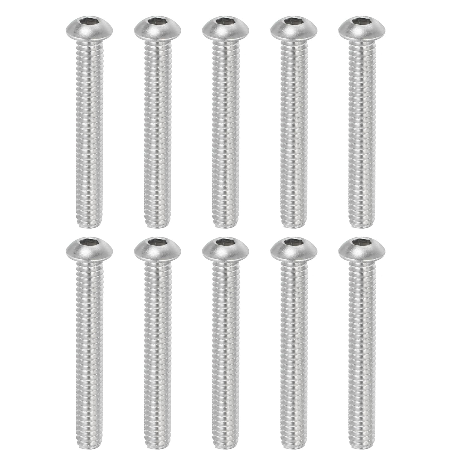 PATIKIL 1/4-10x2" Button Head Socket Cap Screws, 10 Pcs 304 Stainless Steel 18-8 Socket Cap Screw Bolts Allen Hex Drive Full Thread Fine Thread UNC