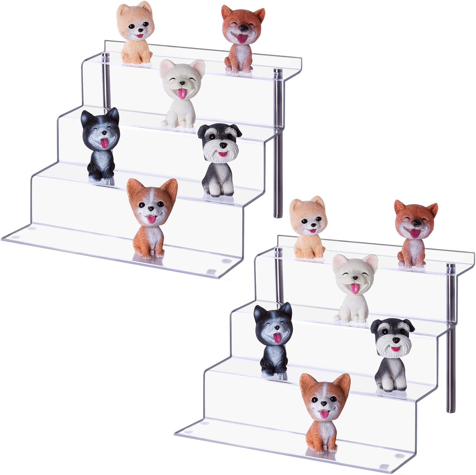 LileZbox Acrylic Display Risers Shelf for Pops Figures, Clear 4-Step Display Stand for Display Or Collection( 12 X 9 in) (large-2 pack)