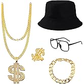YMO 80s 90s Accessories Outfit, Hip Hop Costume Kit for Men Women Old School Rapper Themed Halloween Party Decoration