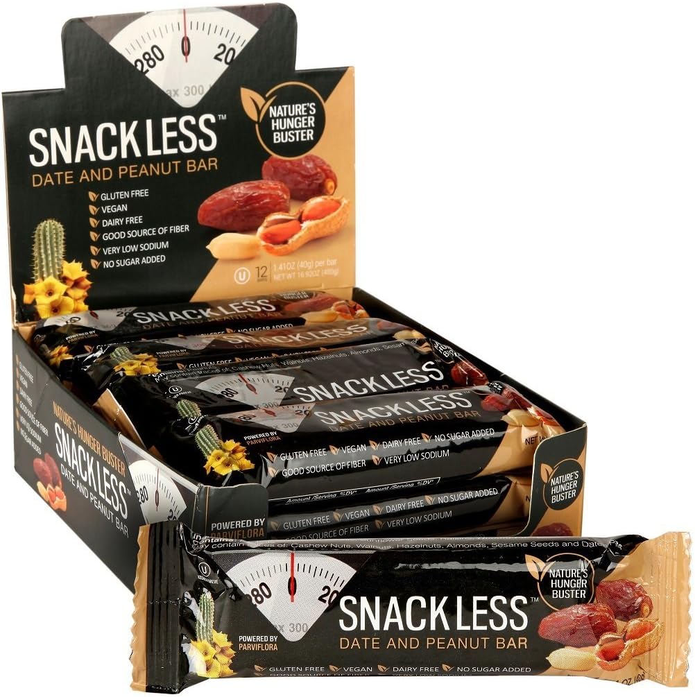 Snack Less Weight Loss Bar - Nature's Hunger Buster! Date and Peanut - Box of 12