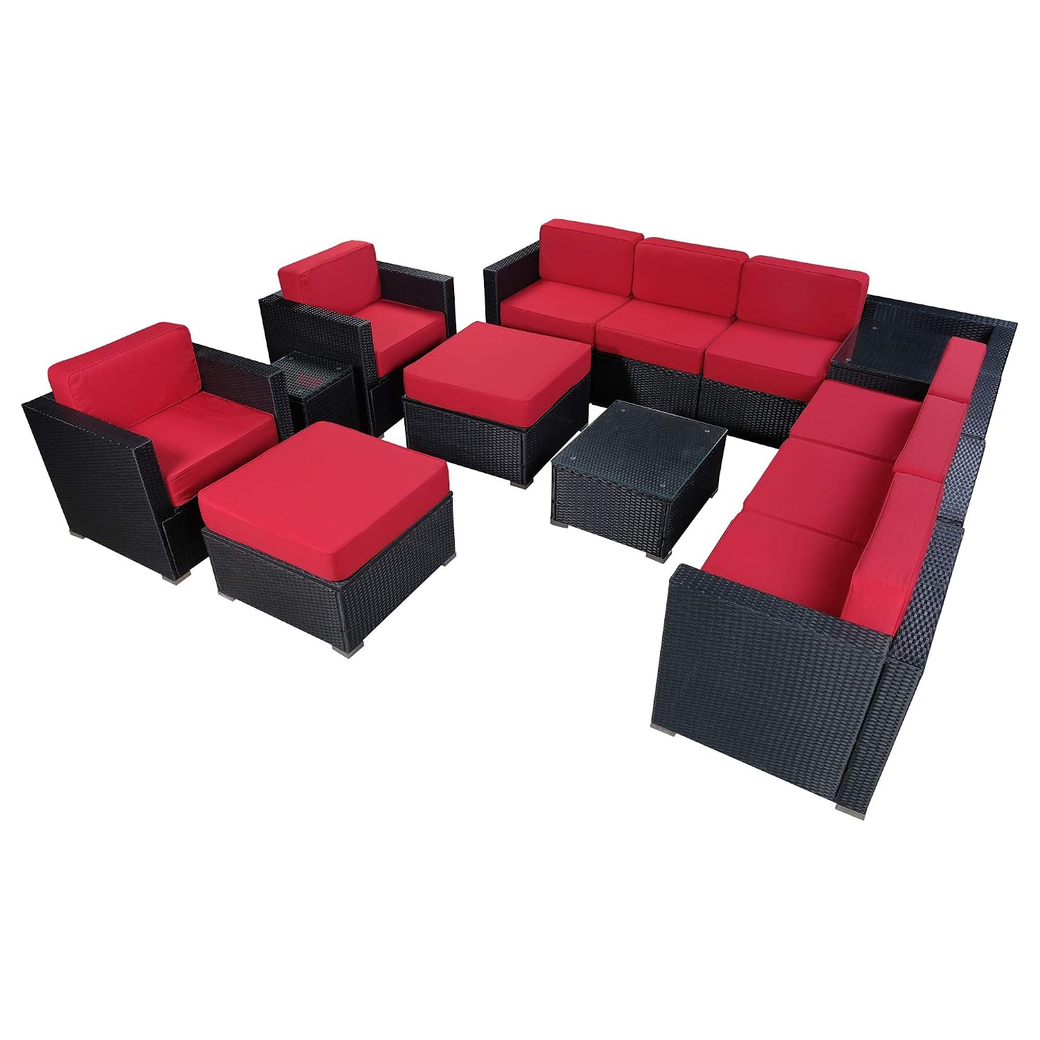 6082 Blue Mcombo Outdoor Wicker Rattan Sofa Chair Sectional Furniture Luxury Large Size Patio Chair With 6 Inch Cushions Sofas