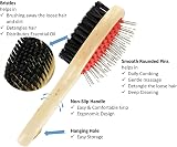 DDSHUN Wooden Double Sided Dog Brush Red – Pin & Soft Bristles view 6