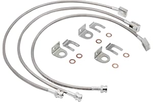 TYCOONWON 89715 Front and Rear Extended Stainless Brake Lines Replacement for 1987-2006 Jeep Wrangler TJ YJ 84-01 Cherokee XJ, 89702 and 89703 Brake Lines Kit for 4"-6" Lift