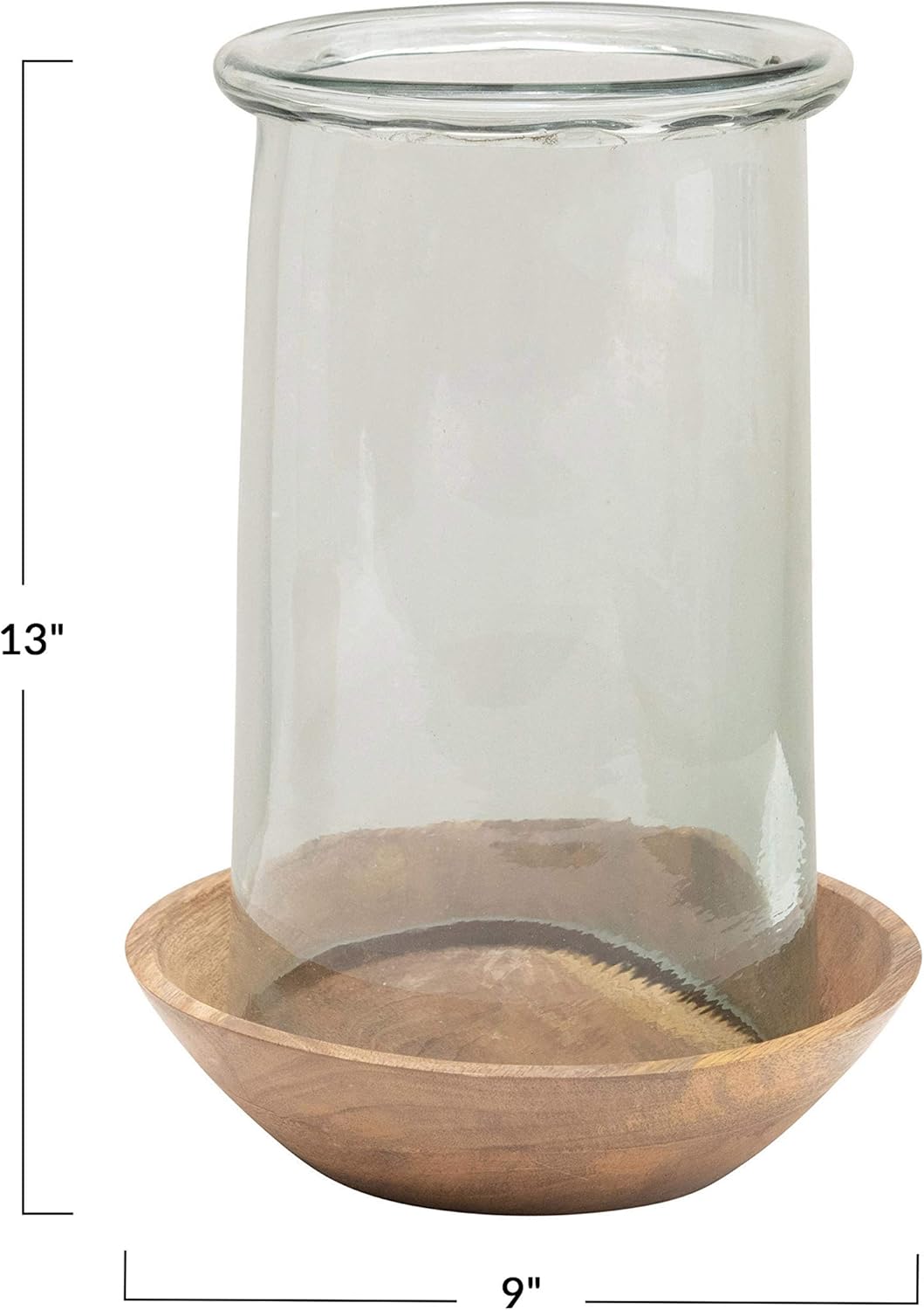 Creative Co-Op Glass Hurricane with Wood Base, Set of 2 (Holds 8" Pillar) Vase, Clear, 2: Home & Kitchen